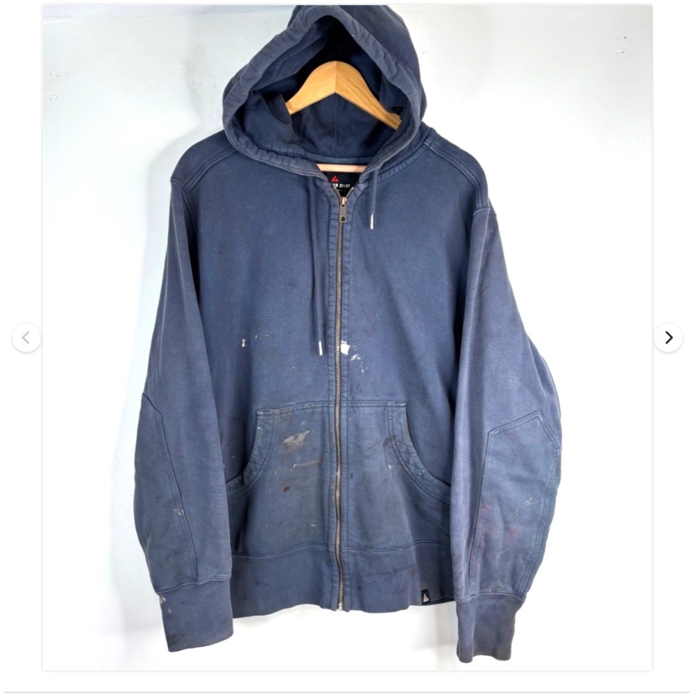 American Giant THRASHED Work Hoodie XL Zip Heavyweight Cotton Made In USA Paint